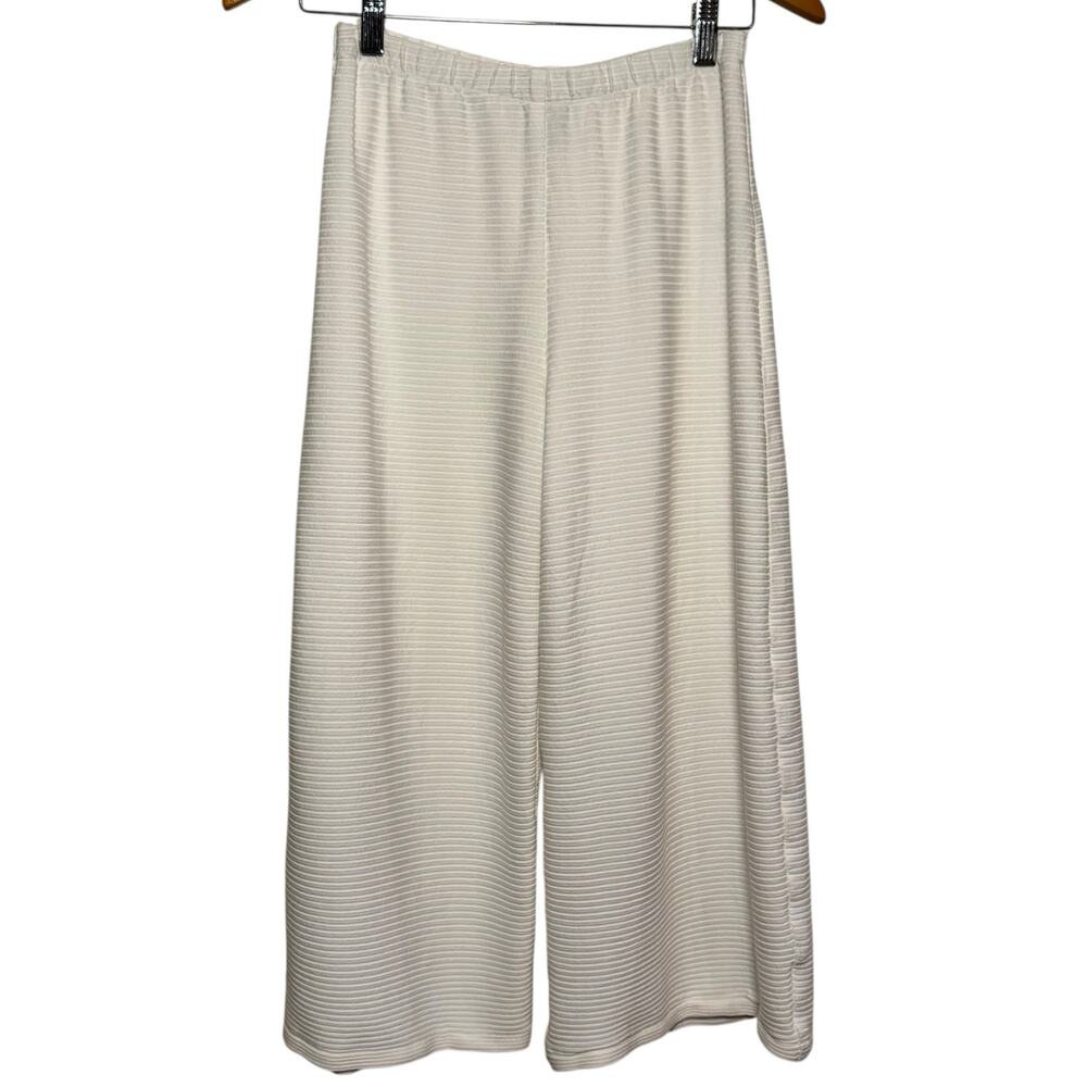 F.H. Clothing Made in USA Lagen Look White Ribbed Pull On Pants Size Small